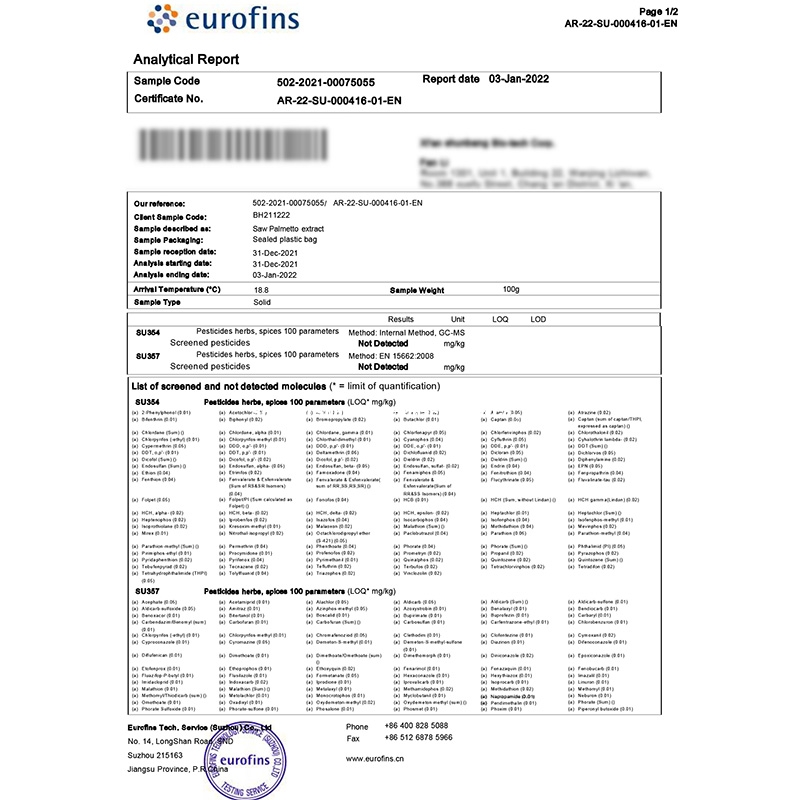 Eurofins 200 pesticide test document Eurofins 200 pesticide test document