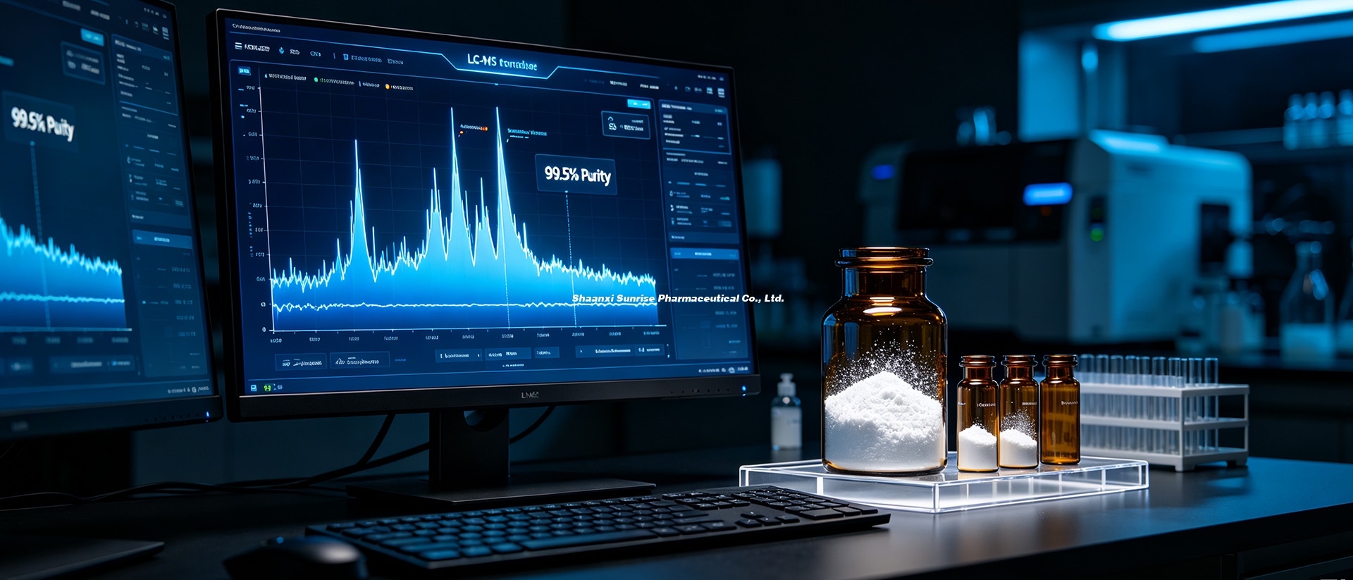 LC-MS chromatogram analyzing the high purity and structural integrity of Retatrutide API synthesized by Shaanxi Sunrise LC-MS chromatogram analyzing the high purity and structural integrity of Retatrutide API synthesized by Shaanxi Sunrise